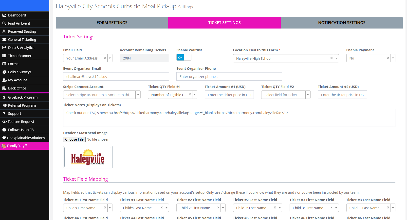 Standard Tickets Settings 1